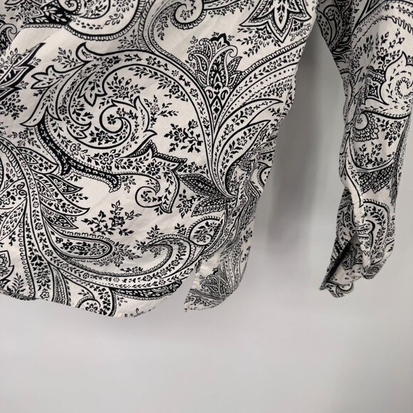 Lauren Ralph Lauren Womens Paisley Button-Down Shirt size 3X plus Black Cotton - Picture 10 of 14